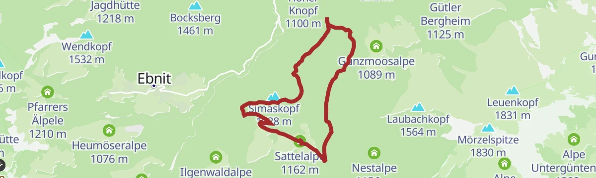 Route map: Alpwandern: Dornbirn Vorderschaneralpe – Sattelalpe